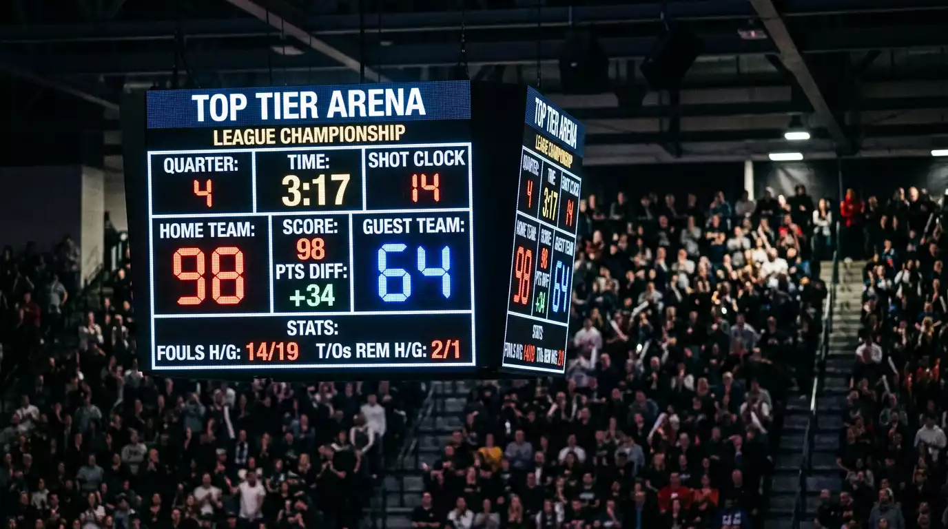 NBA arena scoreboard displaying point spread numbers for against the spread betting analysis