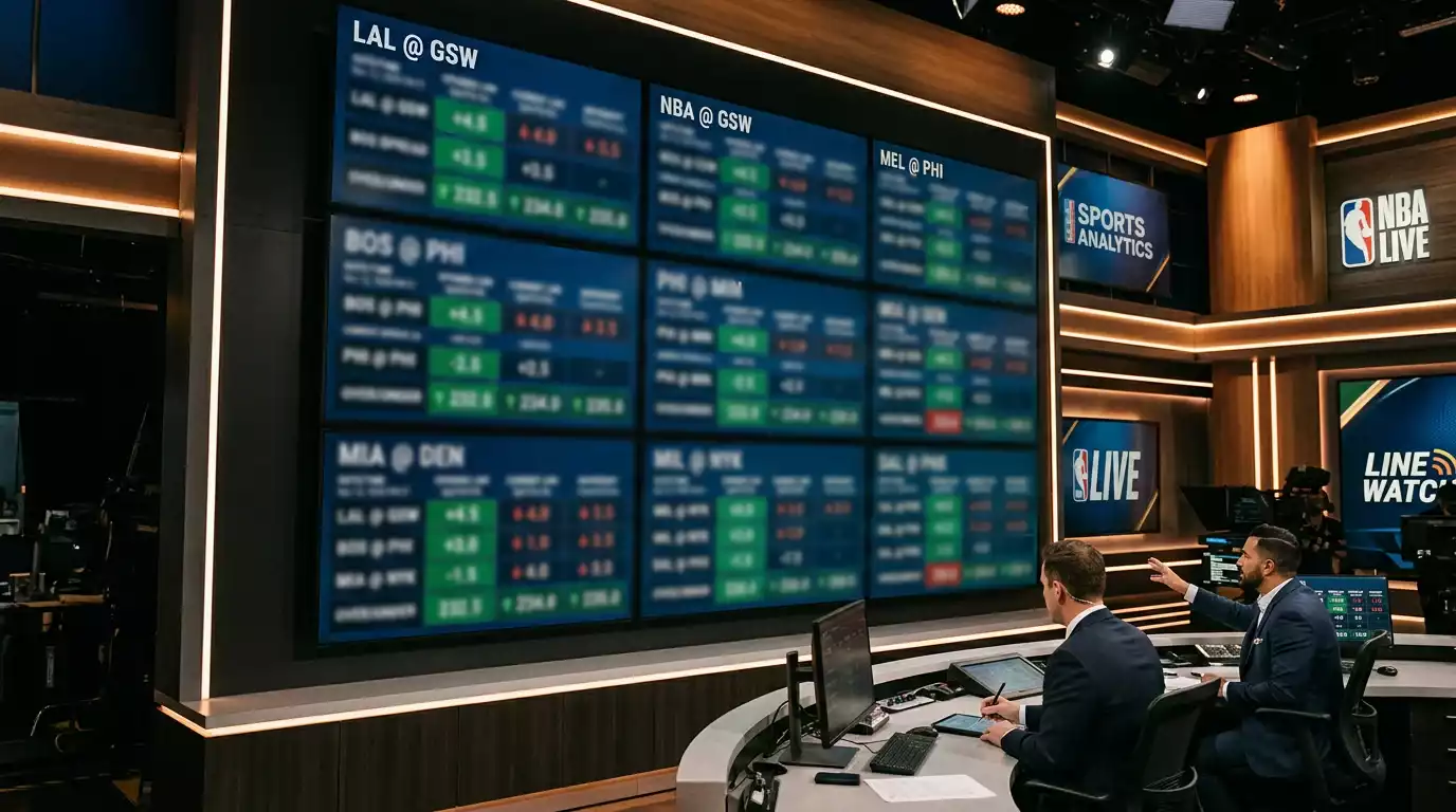 Basketball betting board showing line movement from opening to closing odds