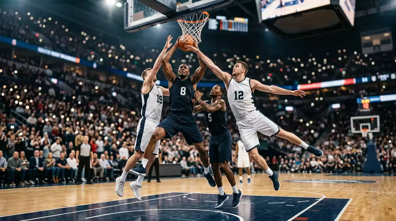 NBA basketball game in progress with live betting interface elements