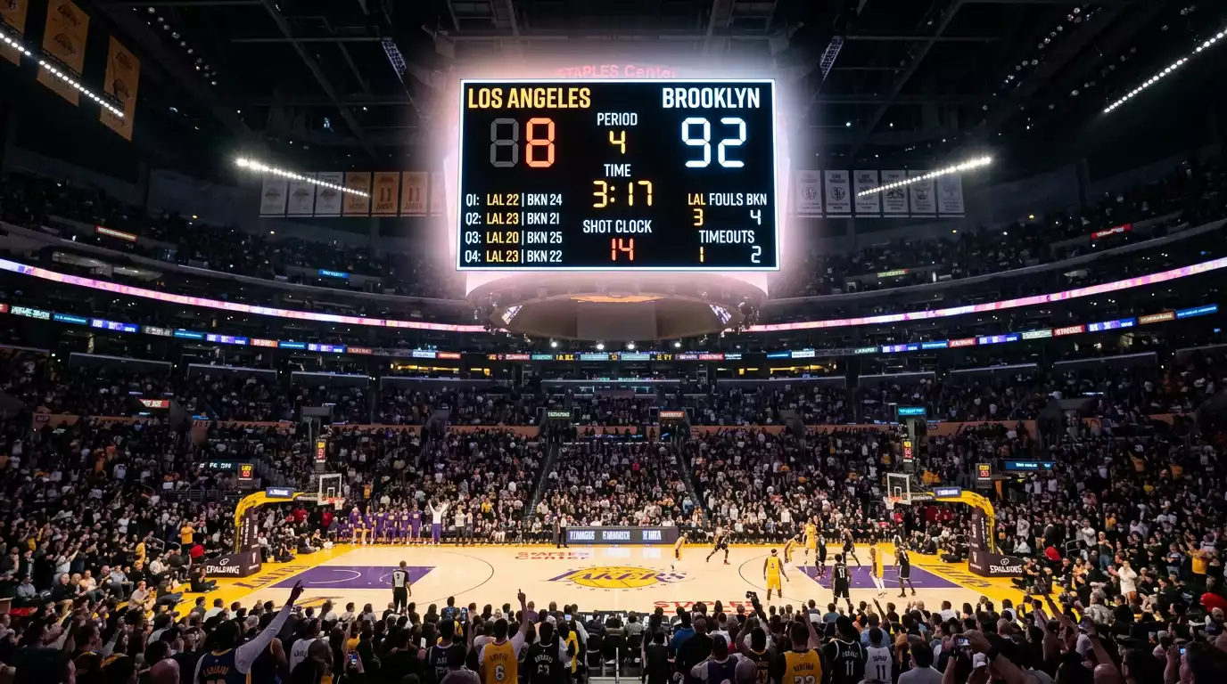 NBA scoreboard showing quarter score during professional basketball game